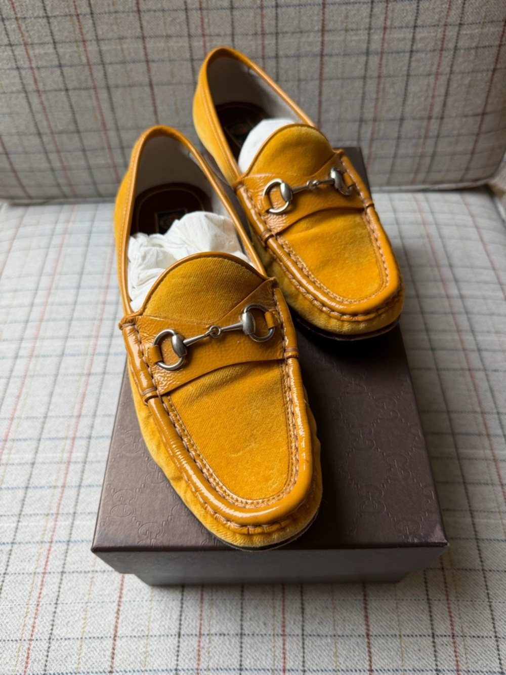 Gucci Women’s Yellow Leather Horsebit Loafers